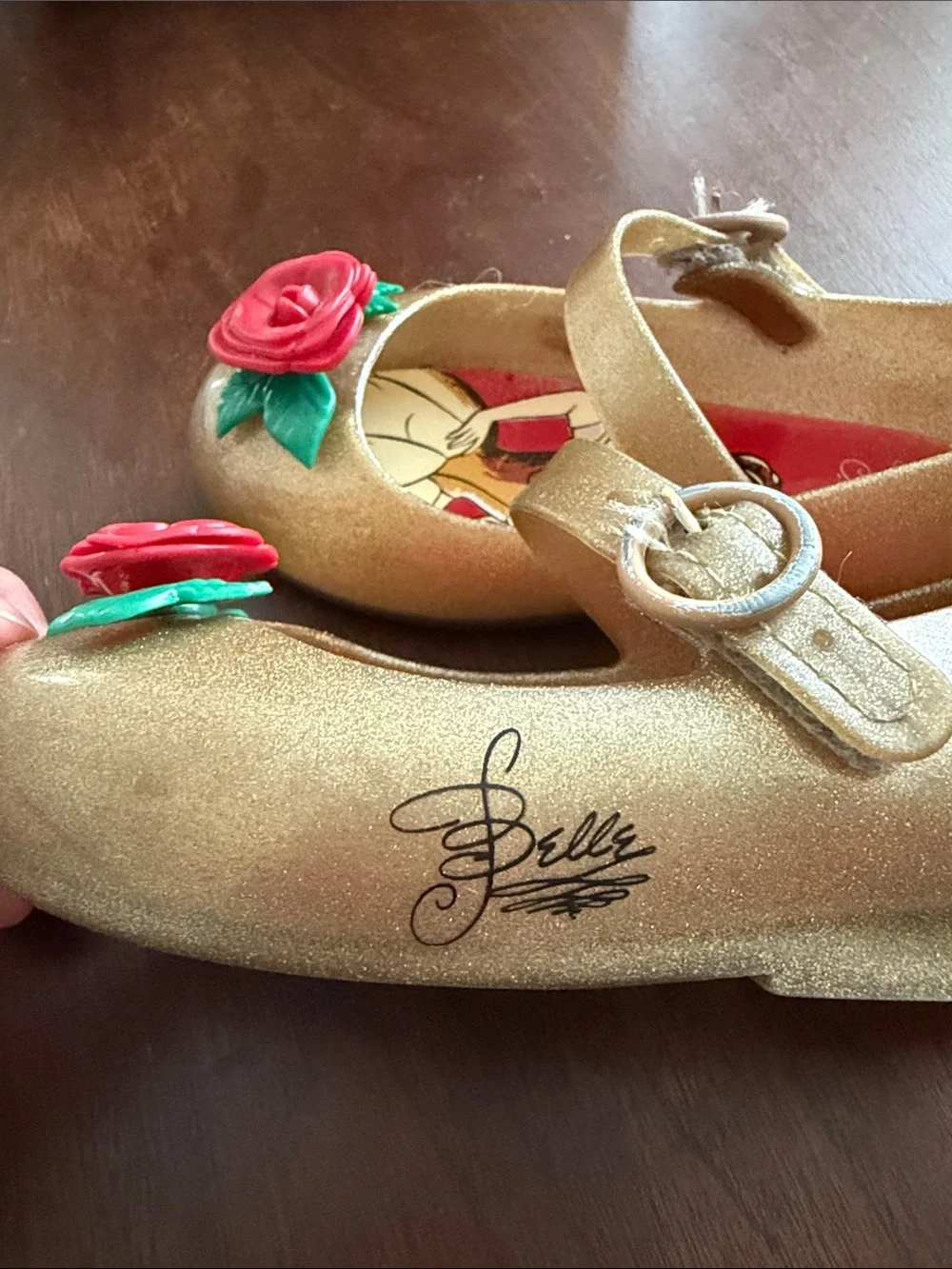Mini Melissa Gold Glitter Disney Belle Mary Janes